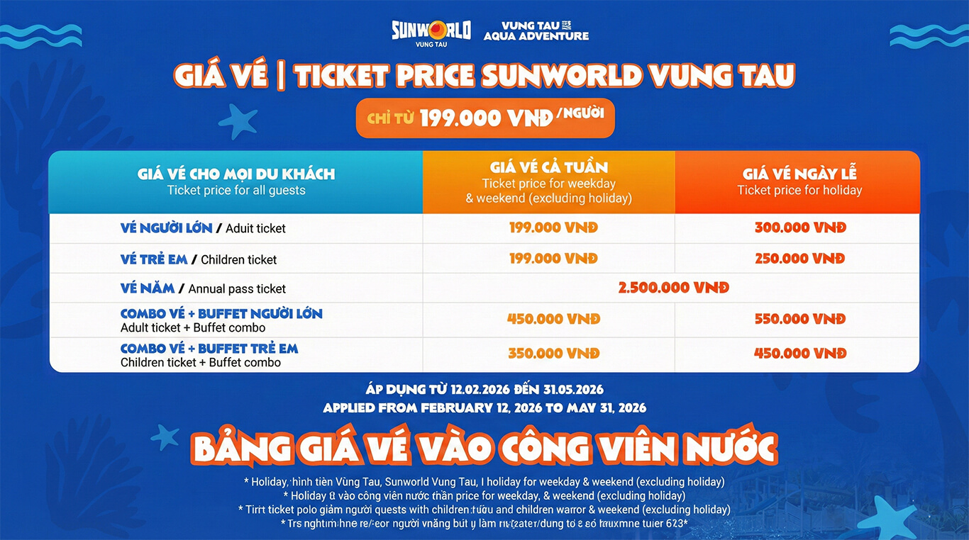 HƯỚNG DẪN CHI TIẾT MUA VÉ SUNWORLD VŨNG TÀU 2026: SĂN ƯU ĐÃI 5% & KHÔNG CẦN XẾP HÀNG