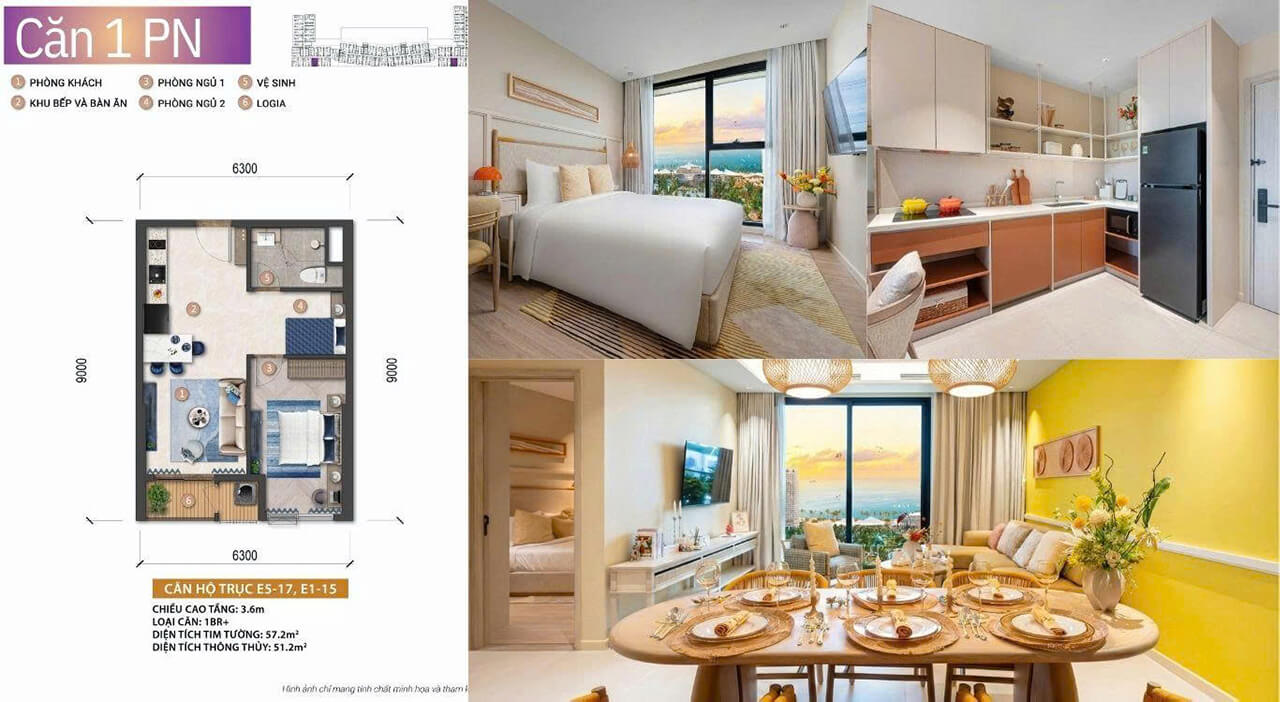 Layout mặt bằng thiết kế căn hộ 1PN+ tối ưu công năng tại tòa Beacon Blanca City