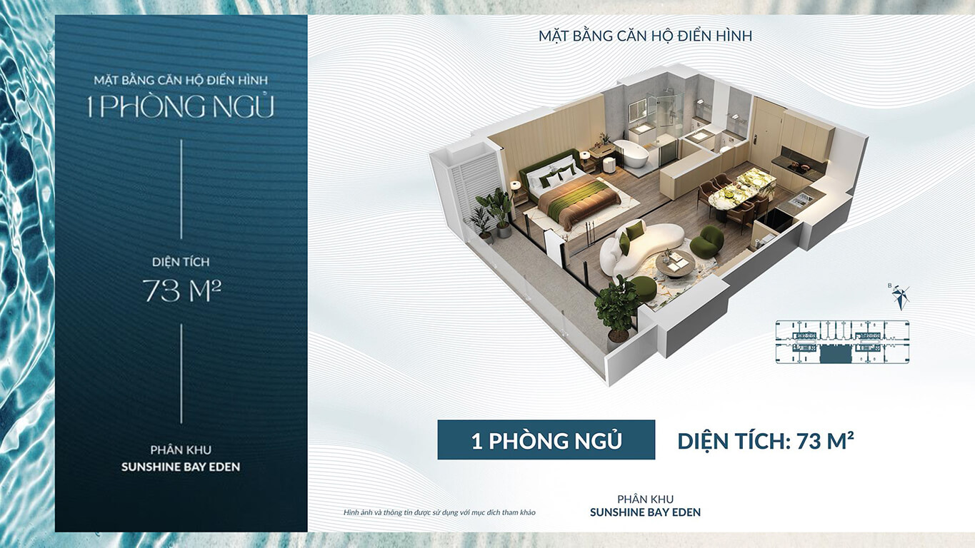 Layout Căn hộ 1 Phòng Ngủ
