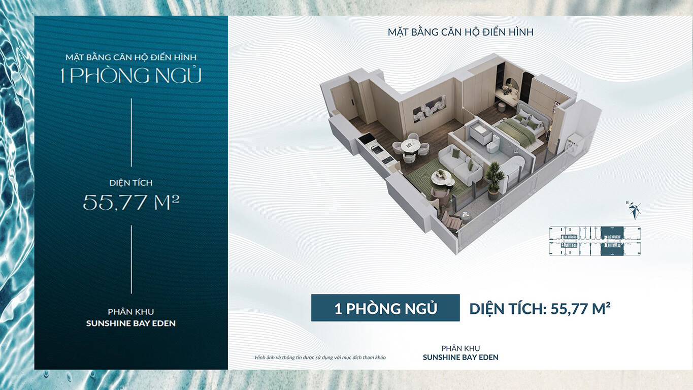 Layout Căn hộ 1 Phòng Ngủ