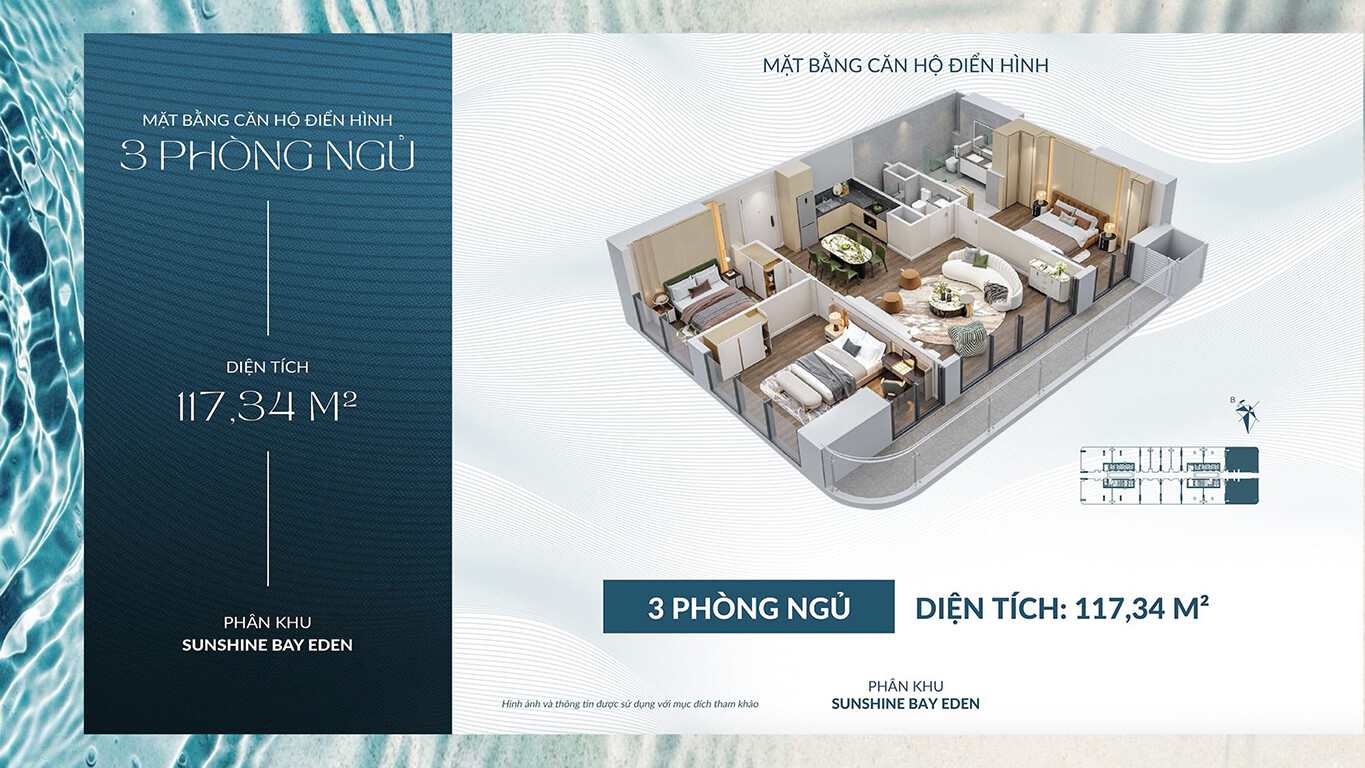 Layout Căn hộ 3 Phòng Ngủ Sunshine bay retreat Vũng Tàu