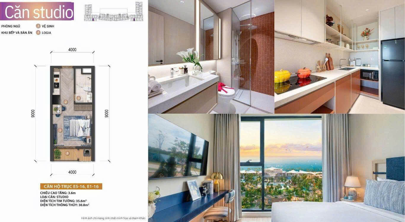 Căn hộ studio phòng ngủ full nội thất