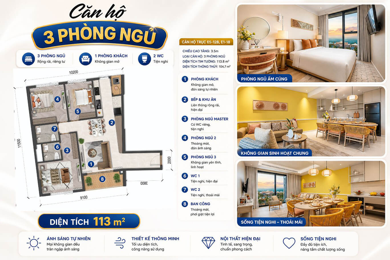 Căn Hộ 3 Phòng Ngủ Beacon Blanca City Vũng Tàu