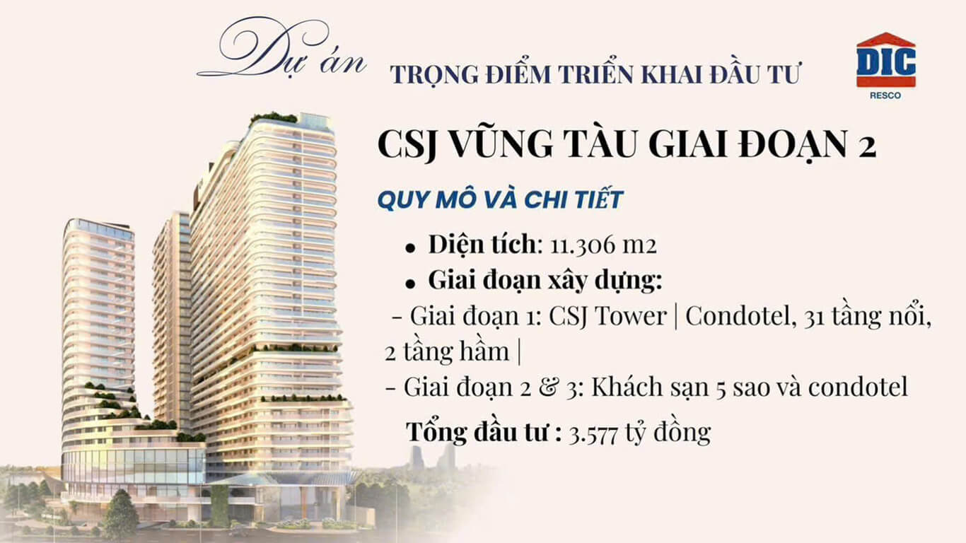 Toàn cảnh thiết kế sang trọng của dự án căn hộ Vũng Tàu - CSJ Tower giai đoạn 2 bên bờ biển