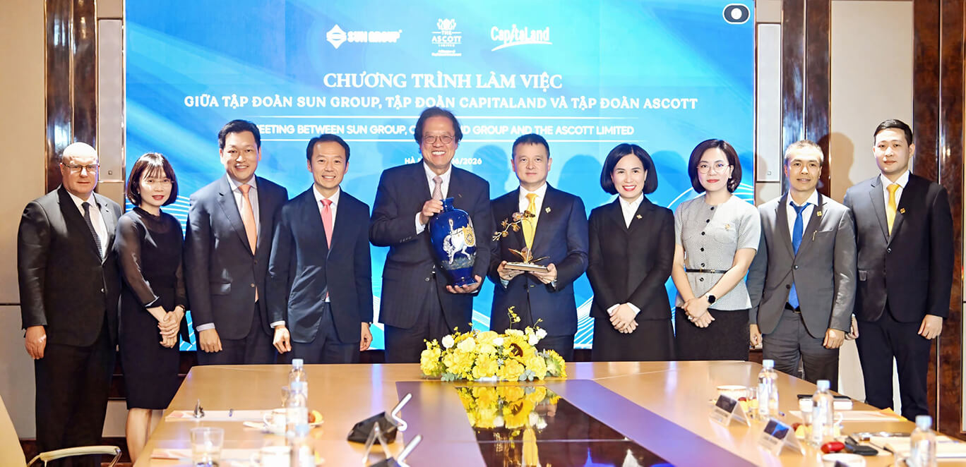 Lễ ký kết hợp tác chiến lược giữa tập đoàn Sun Group và The Ascott Limited tại Hà Nội với sự hiện diện của các lãnh đạo cấp cao