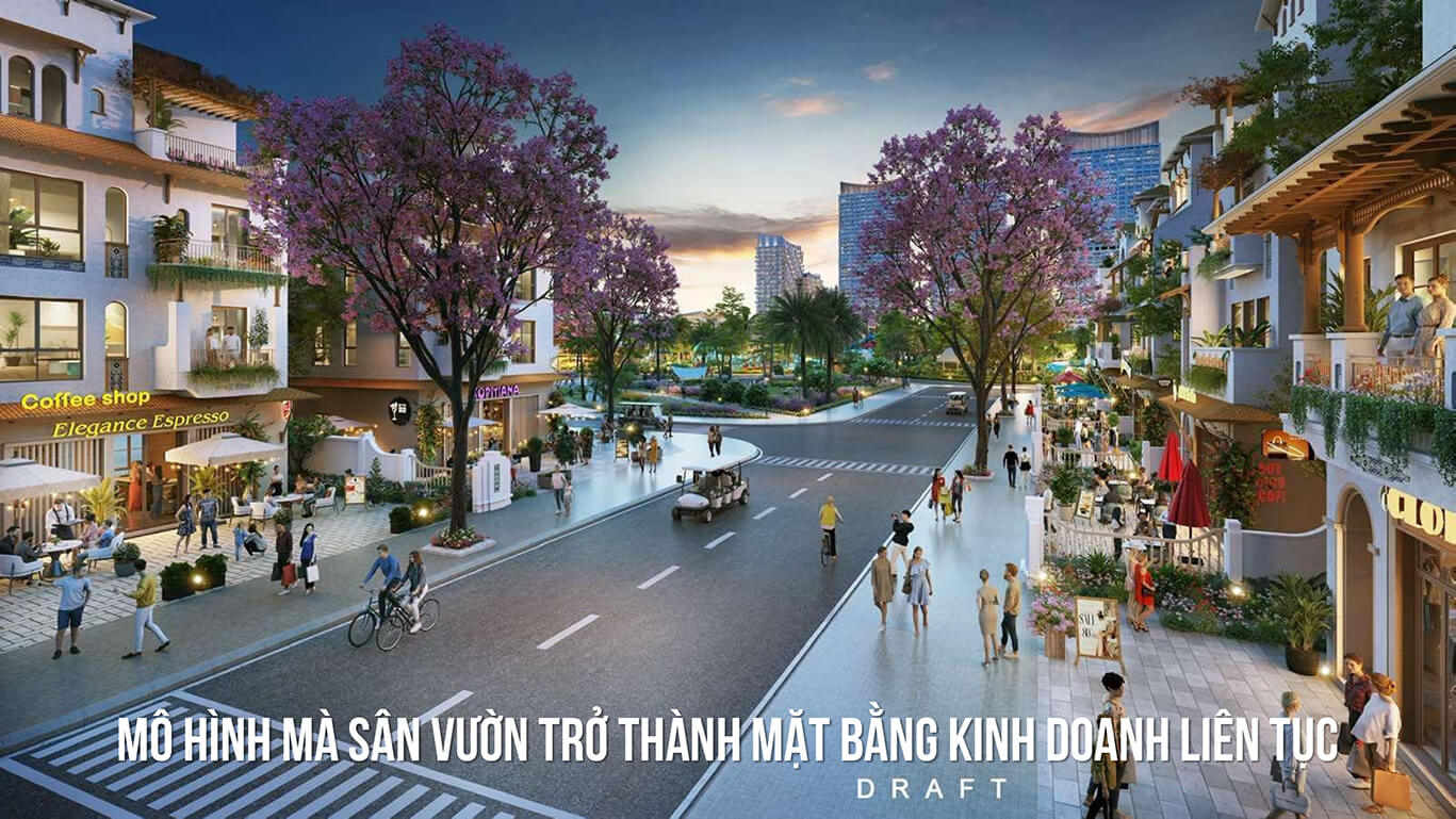 Phối cảnh sầm uất của shophouse mặt biển Vũng Tàu tại dự án Blanca City Sun Group
