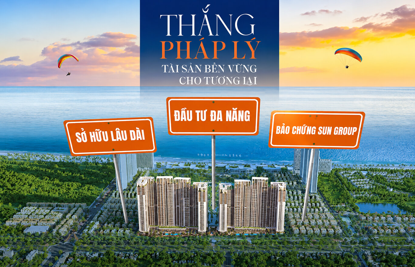 Phối cảnh tổng thể tòa tháp căn hộ cao cấp Beacon Tower thuộc dự án Blanca City Vũng Tàu của Sun Group