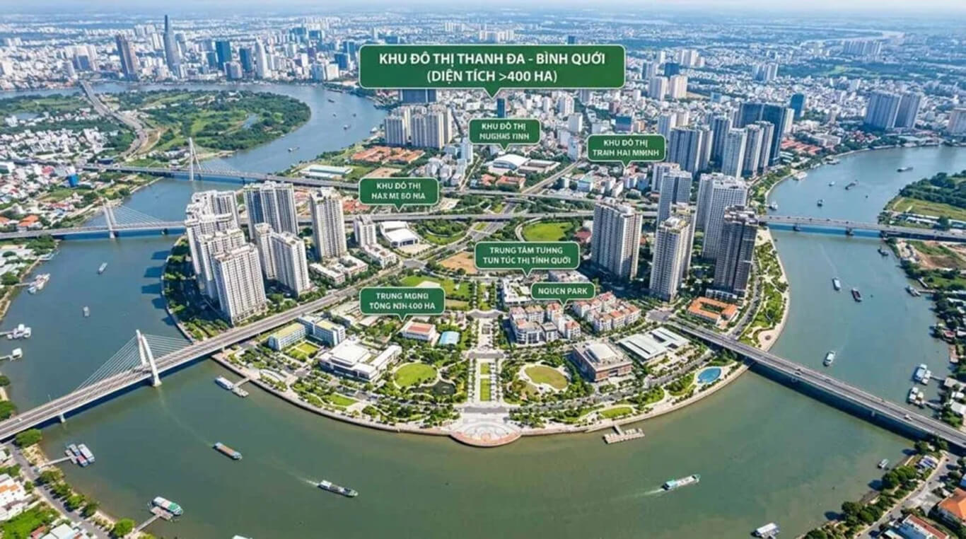 ALT ẢNH: Bản đồ vị trí chiến lược và kết nối giao thông của bán đảo Bình Quới Thanh Đa