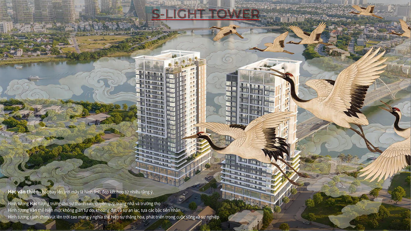 Kiến trúc tháp đôi S-Light Tower mang hình tượng Hạc Vân Thiên kiêu hãnh bên sông Hàn