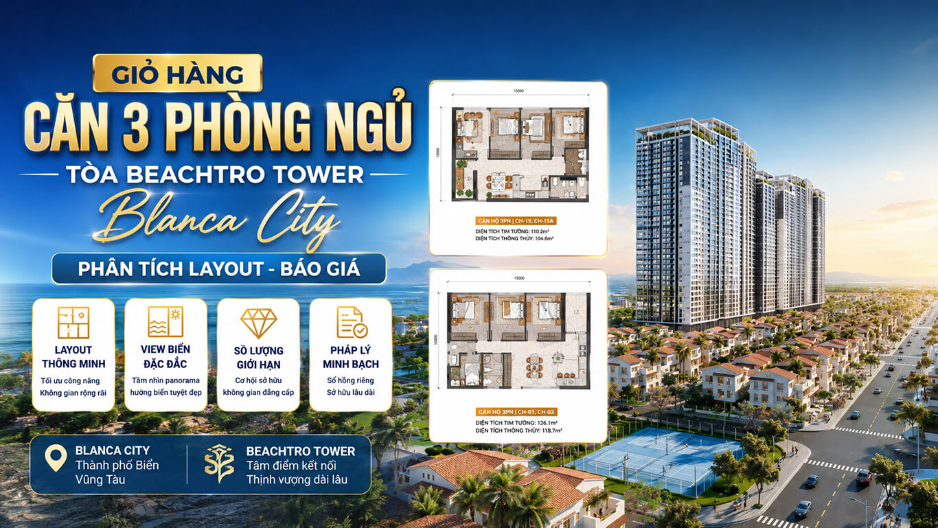 Căn 3 Phòng Ngủ Tòa Beachtro Tower Blanca City
