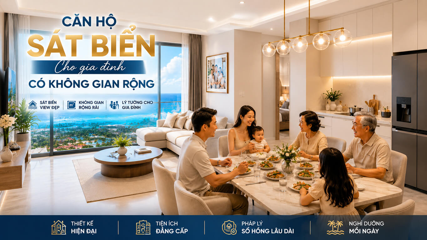 Căn hộ sát biển cho gia đình có không gian rộng