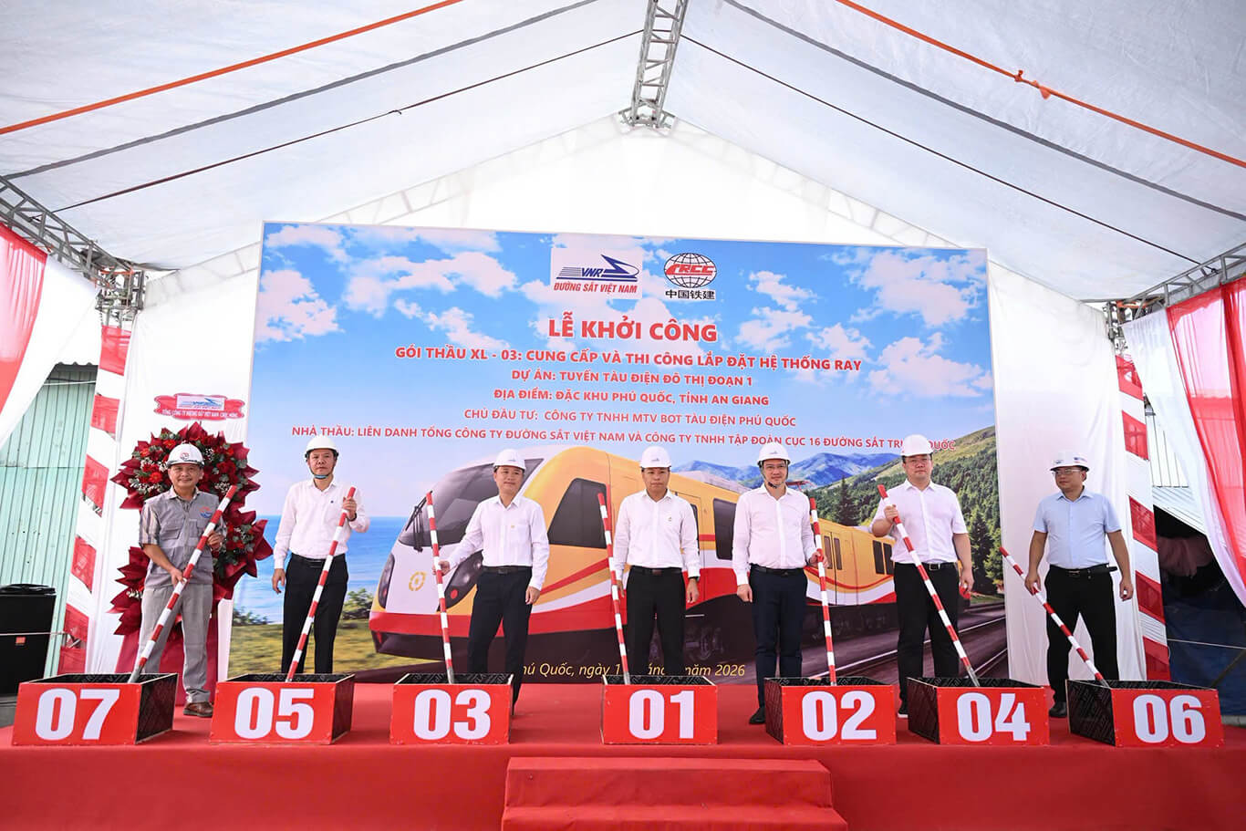 Khởi công lắp ray hiệu chuẩn tuyến LRT Phú Quốc phục vụ APEC 2027