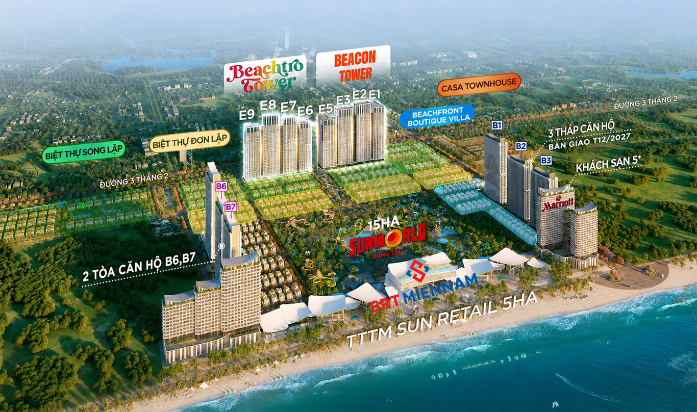 Sơ đồ vị trí phân khu tòa Blanca B1 B2 B3 Beacon Tower và Beachtro Tower tại Blanca City