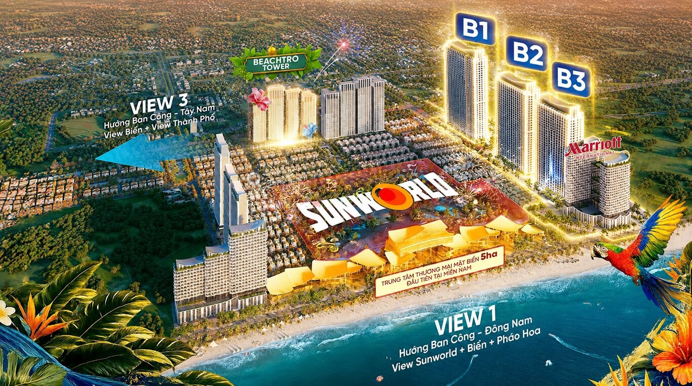 Vị trí tòa Blanca B1 B2 B3 sát biển 50m và đối diện Sun World Vũng Tàu